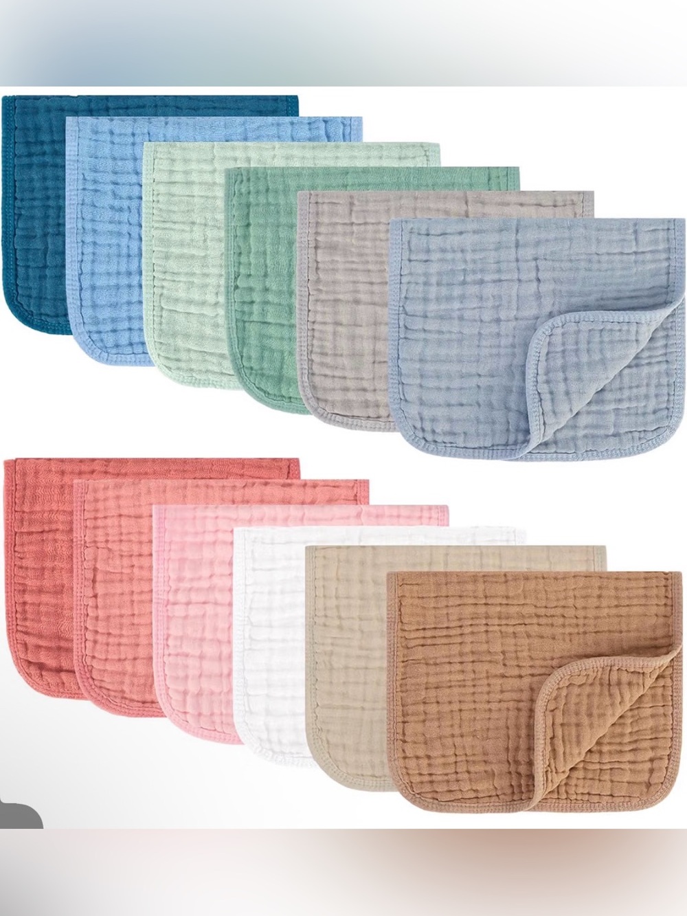 MIGIOL Muslin Burp Cloths 100% Cotton Pack of 12.